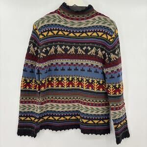 Women's Norm Thompson Vintage Fair Isle Gray Multi Sweater M